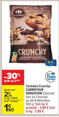 Céréales Crunchy CARREFOUR SENSATION