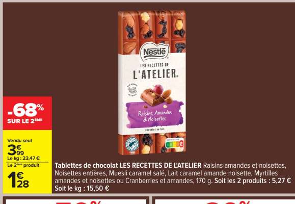 Tablettes de chocolat 'Les Recettes de L'Atelier'
