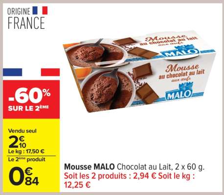 Mousse MALO Chocolat au Lait