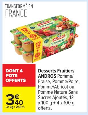 Desserts fruitiers ANDROS