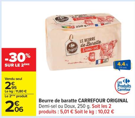 Beurre de baratte CARREFOUR ORIGINAL
