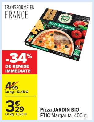 Pizza JARDIN BIO ÉTIC Margarita, 400 g