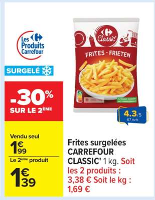 Frites surgelées CARREFOUR CLASSIC'