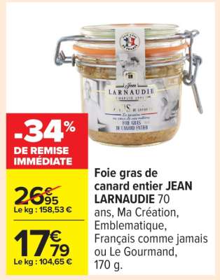 FOIE GRAS DE CANARD ENTIER "JEAN LARNAUDIE"