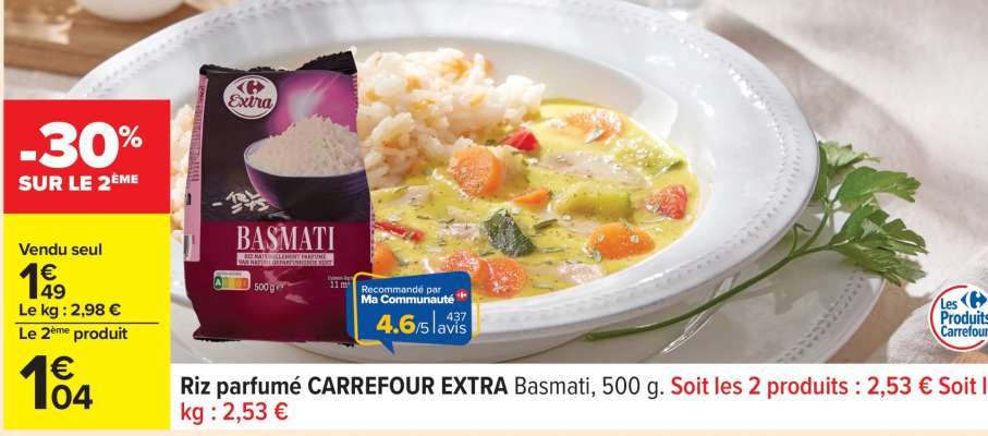 Riz parfumé CARREFOUR EXTRA Basmati, 500 g