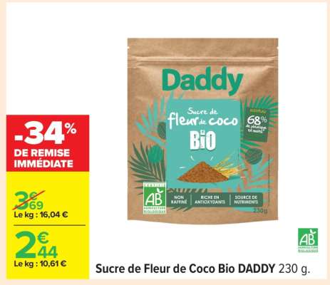 Sucre de Fleur de Coco Bio DADDY 230 g