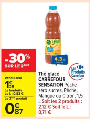 Thé glacé CARREFOUR SENSATION
