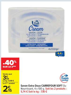 Savon Extra Doux CARREFOUR SOFT