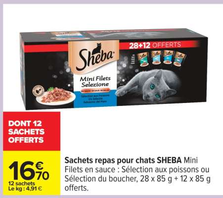Sachets repas pour chats SHEBA Mini Filets en sauce