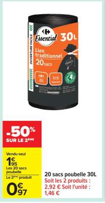 20 sacs poubelle 30L