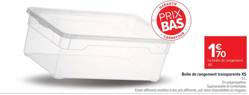 Boîte de rangement transparente XS