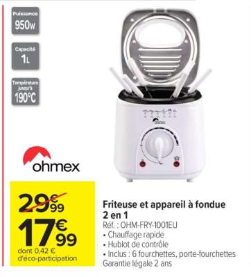Friteuse et appareil à fondue 2 en 1