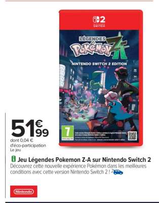 Jeu Légendes Pokemon Z-A sur Nintendo Switch 2