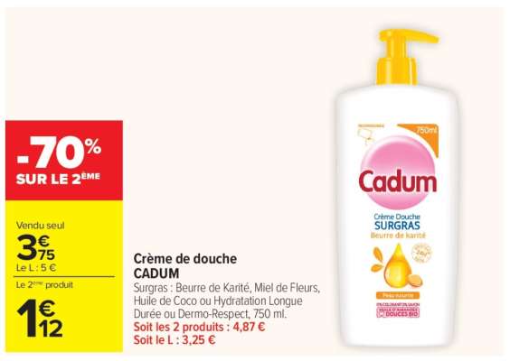 Crème de douche CADUM