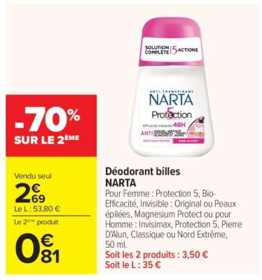Déodorant billes NARTA