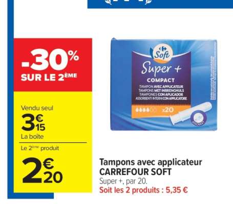 Tampons avec applicateur CARREFOUR SOFT