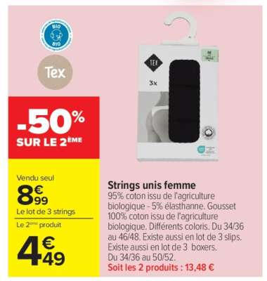 Strings unis femme