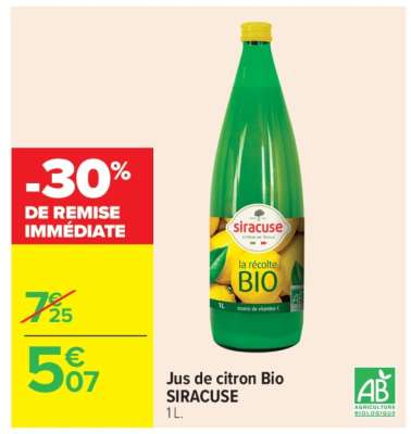 Jus de citron Bio SIRACUSE