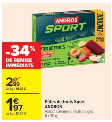 Pâtes de fruits sport ANDROS