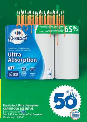 Essuie-tout Ultra absorption CARREFOUR ESSENTIAL