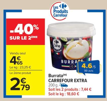 Burrata CARREFOUR EXTRA