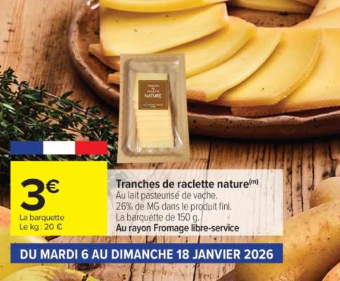 Tranches de raclette nature