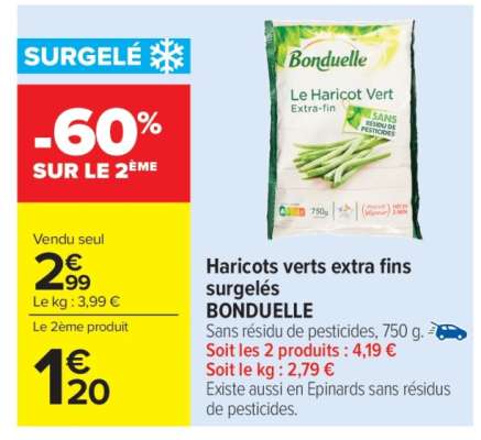 Haricots Verts Extra Fins Surgelés Bonduelle
