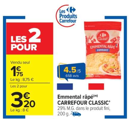EMMENTAL RÂPÉ CARREFOUR CLASSIC