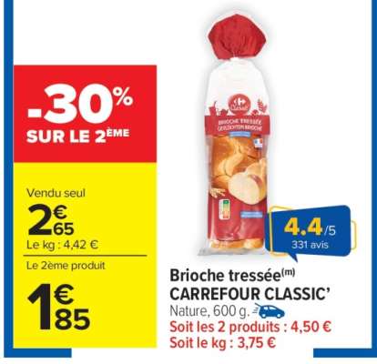 Brioche tressée CARREFOUR CLASSIC'