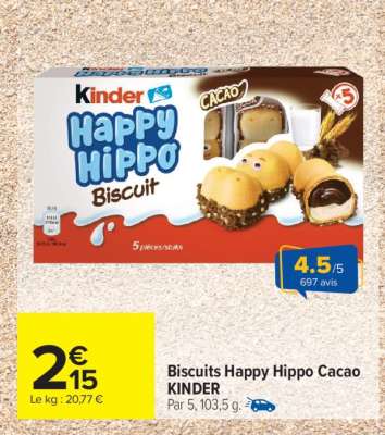 Biscuits Happy Hippo Cacao KINDER