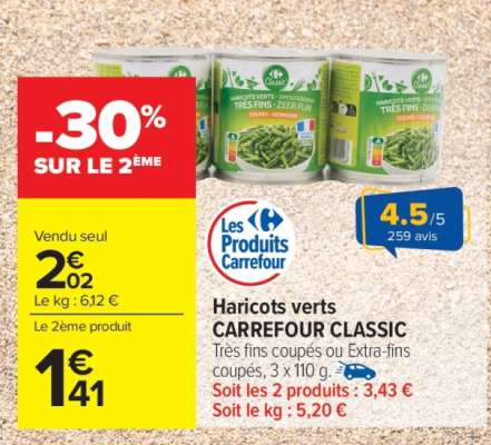 Haricots verts CARREFOUR CLASSIC'