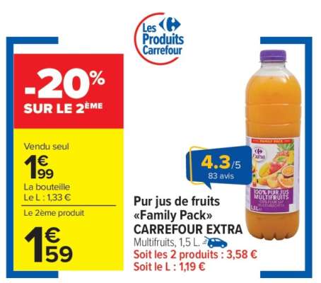 Pur jus de fruits "Family Pack" CARREFOUR EXTRA
