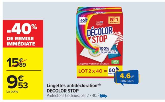 Lingettes Antidécoloration Décolor Stop