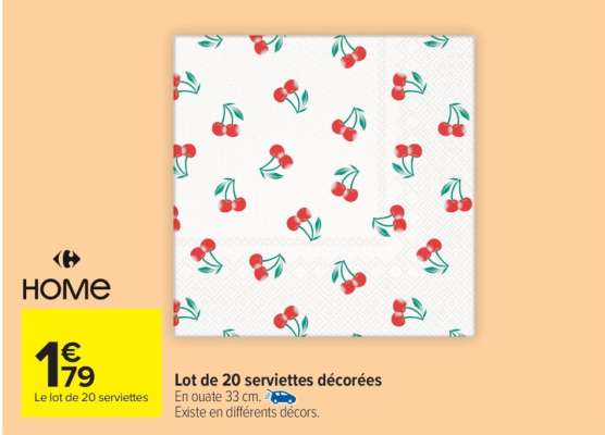 Lot de 20 serviettes décorées