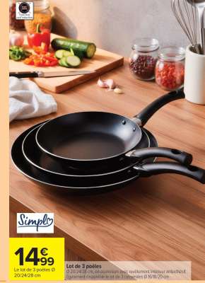 Lot de 3 poêles