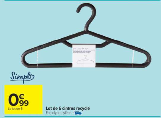 Lot de 6 cintres recyclé