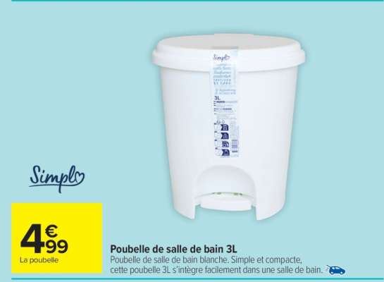 Poubelle de salle de bain 3L