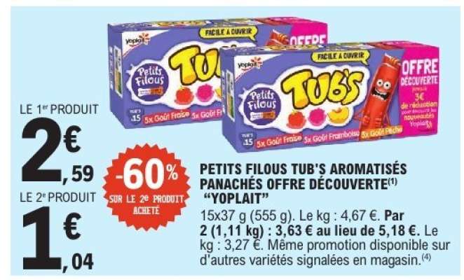 PETITS FILOUS TUB'S AROMATISÉS PANACHÉS OFFRE DÉCOUVERTE
