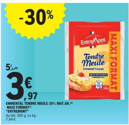 EMMENTAL TENDRE MEULE 29% MAT.GR.