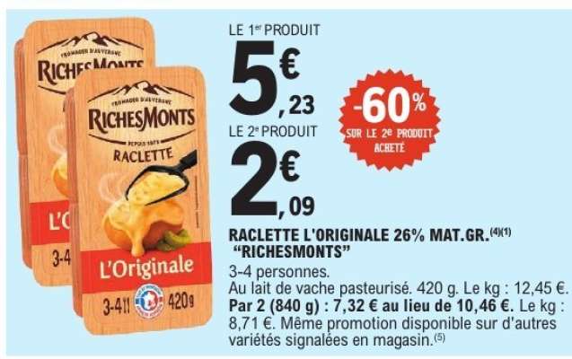 RACLETTE L’ORIGINALE 26% MAT.GR. “RICHESMONTS”