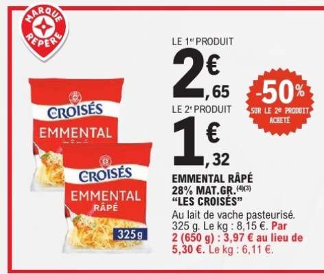 EMMENTAL RÂPÉ 28% MAT. GR. “LES CROISÉS”