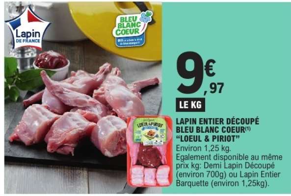 Lapin Entier Découpé Bleu Blanc Coeur