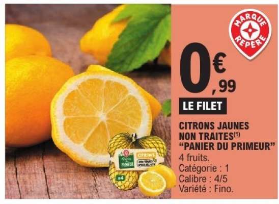 CITRONS JAUNES NON TRAITES "PANIER DU PRIMEUR"