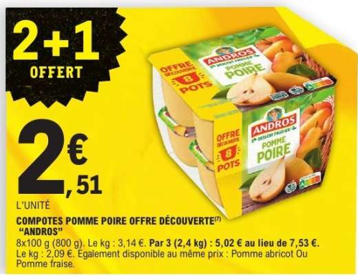 COMPOTES POMME POIRE OFFRE DÉCOUVERTE “ANDROS”