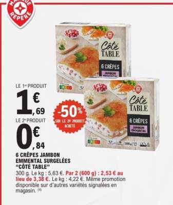 6 CRÊPES JAMBON EMMENAL SURGELÉES “CÔTÉ TABLE”
