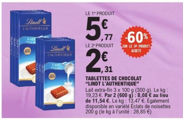 Tablettes de chocolat 'Lindt L'Authentique'