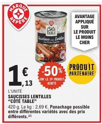 SAUCISSES LENTILLES “CÔTÉ TABLE”