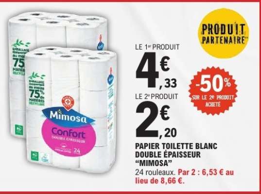 Papier Toilette Blanc Double Épaisseur 'Mimosa'