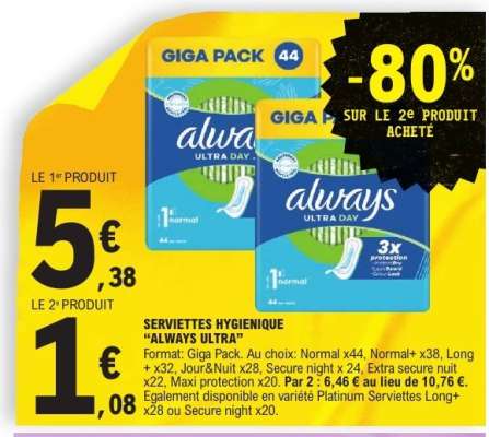 SERVIETTES HYGIENIQUE “ALWAYS ULTRA”