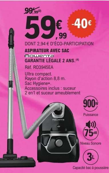 ASPIRATEUR AVEC SAC ROWENTA